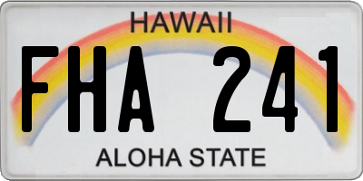 HI license plate FHA241