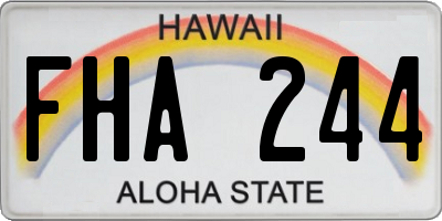 HI license plate FHA244