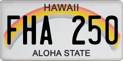 HI license plate FHA250