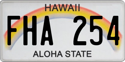 HI license plate FHA254