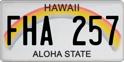 HI license plate FHA257
