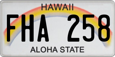 HI license plate FHA258