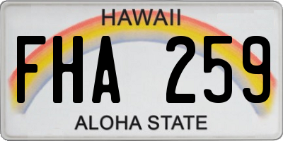 HI license plate FHA259