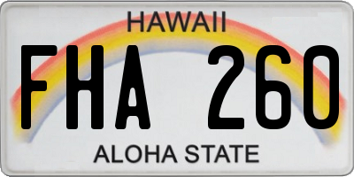 HI license plate FHA260