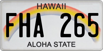 HI license plate FHA265