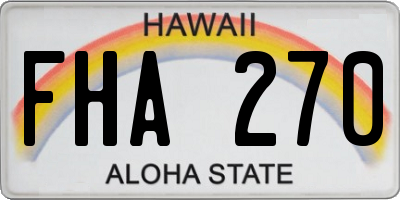 HI license plate FHA270