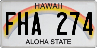 HI license plate FHA274