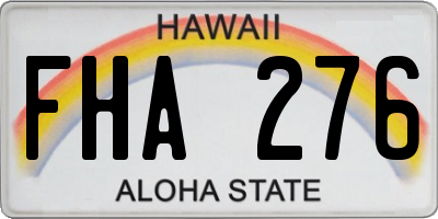 HI license plate FHA276
