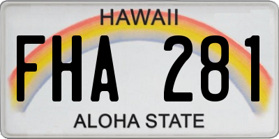 HI license plate FHA281