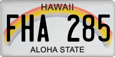 HI license plate FHA285