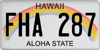 HI license plate FHA287
