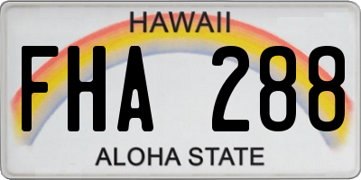 HI license plate FHA288