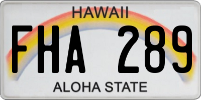 HI license plate FHA289