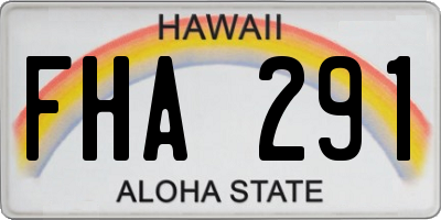 HI license plate FHA291