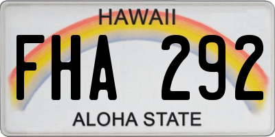 HI license plate FHA292