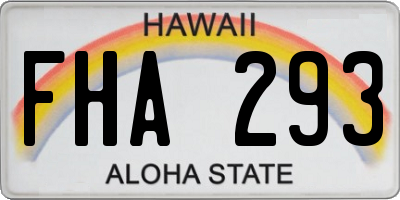HI license plate FHA293