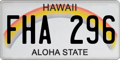 HI license plate FHA296