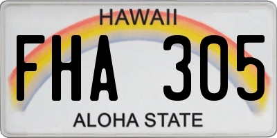 HI license plate FHA305