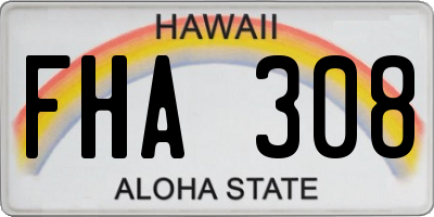 HI license plate FHA308