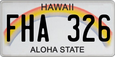 HI license plate FHA326
