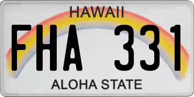 HI license plate FHA331