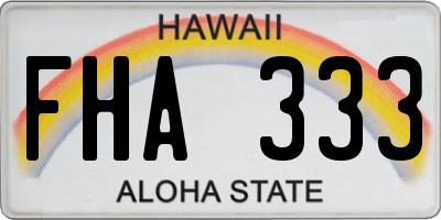 HI license plate FHA333