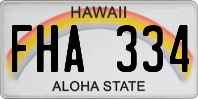 HI license plate FHA334