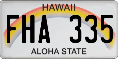 HI license plate FHA335