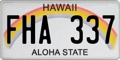 HI license plate FHA337