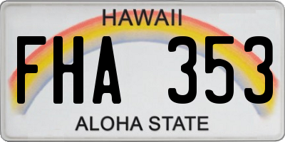 HI license plate FHA353