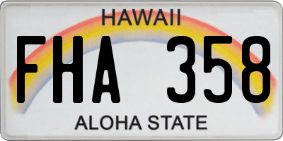HI license plate FHA358