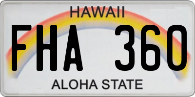 HI license plate FHA360