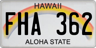 HI license plate FHA362
