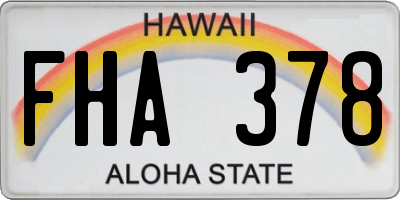 HI license plate FHA378