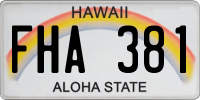 HI license plate FHA381