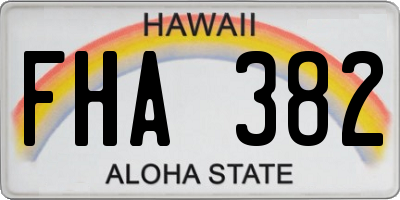 HI license plate FHA382