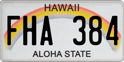 HI license plate FHA384