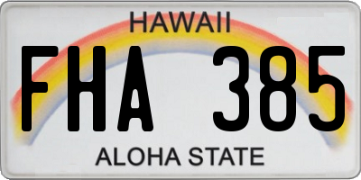 HI license plate FHA385