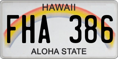 HI license plate FHA386