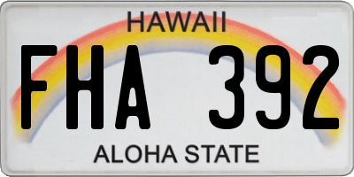 HI license plate FHA392
