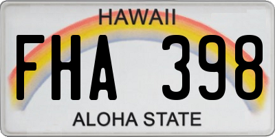 HI license plate FHA398