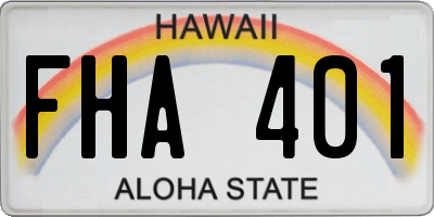 HI license plate FHA401