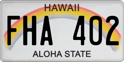HI license plate FHA402