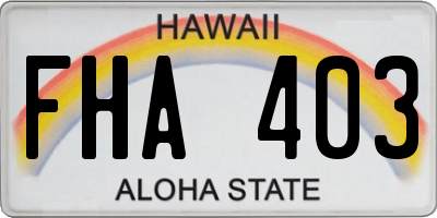 HI license plate FHA403