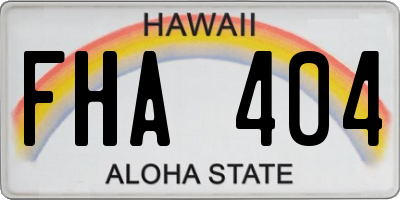 HI license plate FHA404