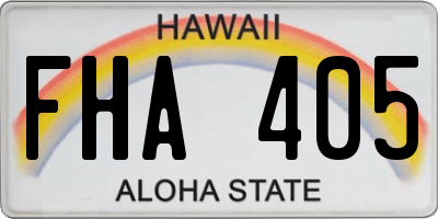 HI license plate FHA405