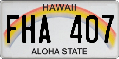 HI license plate FHA407