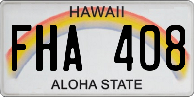 HI license plate FHA408