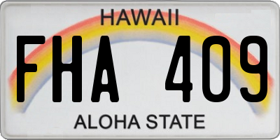 HI license plate FHA409