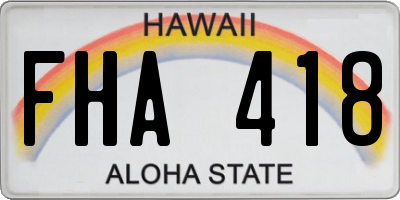 HI license plate FHA418